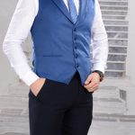 Men's Waistcoat, Slim Fit, Blue with 5 buttons - VS23
