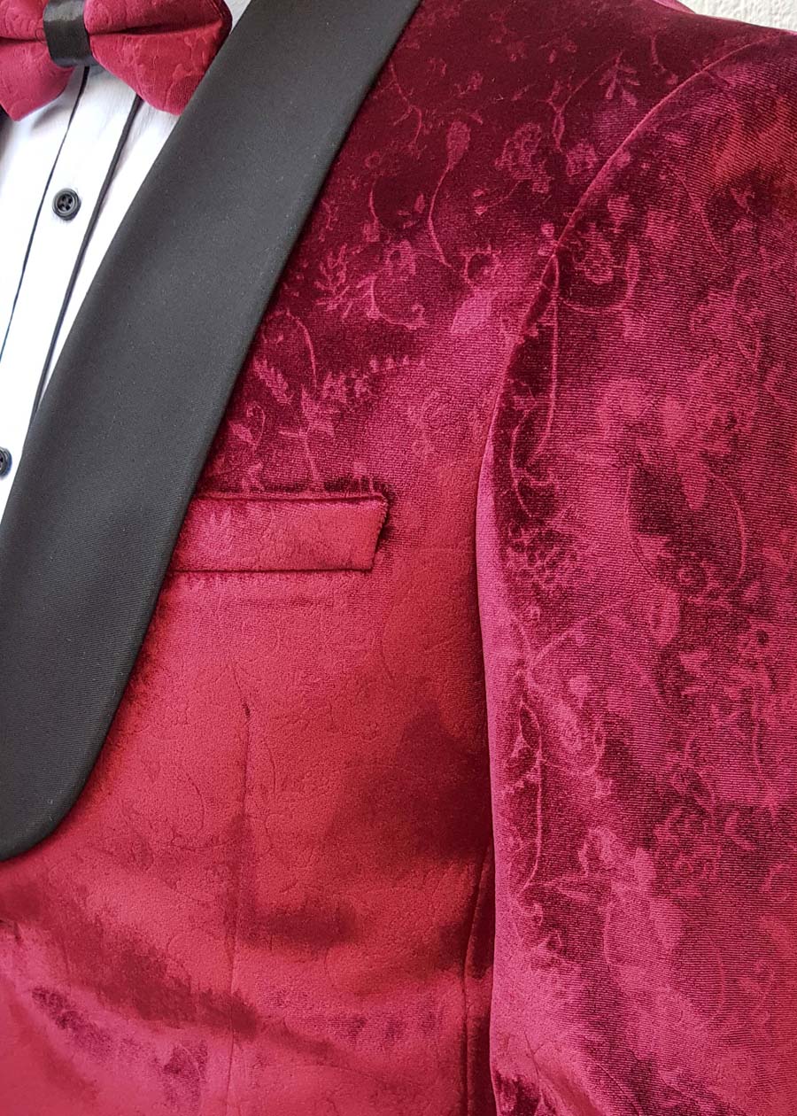 Costum catifea barbati Slim Fit ceremonie, Sacou, Vesta si Pantalon - C920 - imagine 2