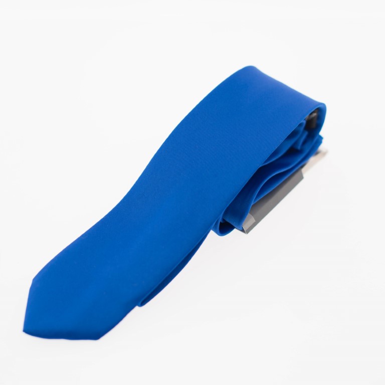 Cravata + Batista albastra satinata de barbati - CV222