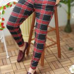 Pantalon pour homme, coupe slim, noir à carreaux bordeaux, coupe fuselée - PN269