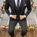 Giacca da uomo, Slim Fit, nera con strisce bianche - VS131