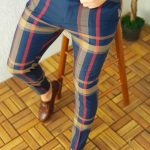 Pantalones elegantes de hombre, azul marino a cuadros, corte Slim Fit, cónicos - PN210