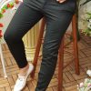 Pantaloni eleganți de bărbați, Gri închis cu model liniar, Conici - PN295