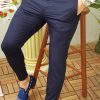 Pantaloni de barbati, Slim Fit, bleumarin, conici - PN268