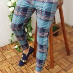 Pantaloni de barbati, Slim Fit, bleu in dungi, conici - PN246
