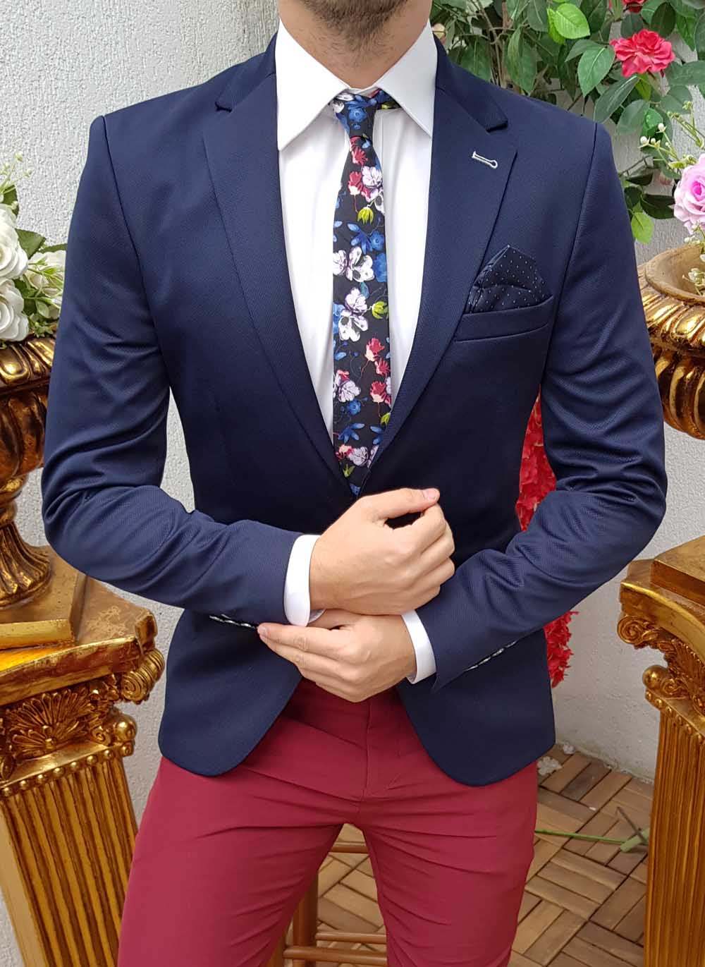 Sacou de bărbați, Slim Fit, Bleumarin texturat - SC289