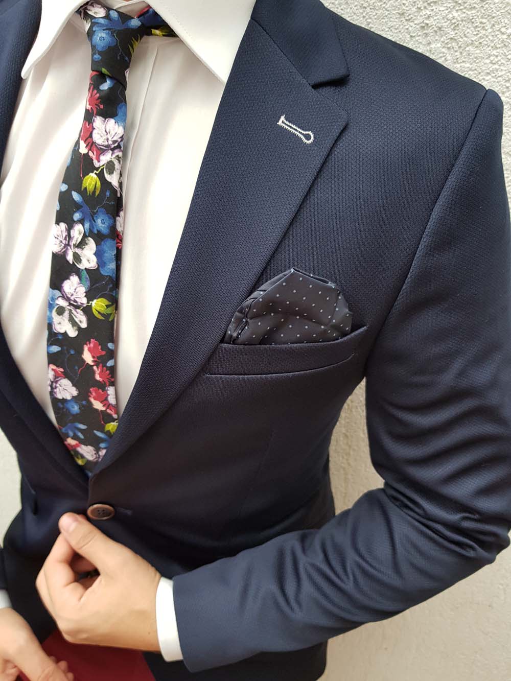 Sacou de bărbați, Slim Fit, Bleumarin texturat - SC289 - imagine 3