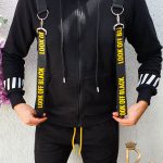 Hanorac negru cu bretele , slim fit  COD: BZ133