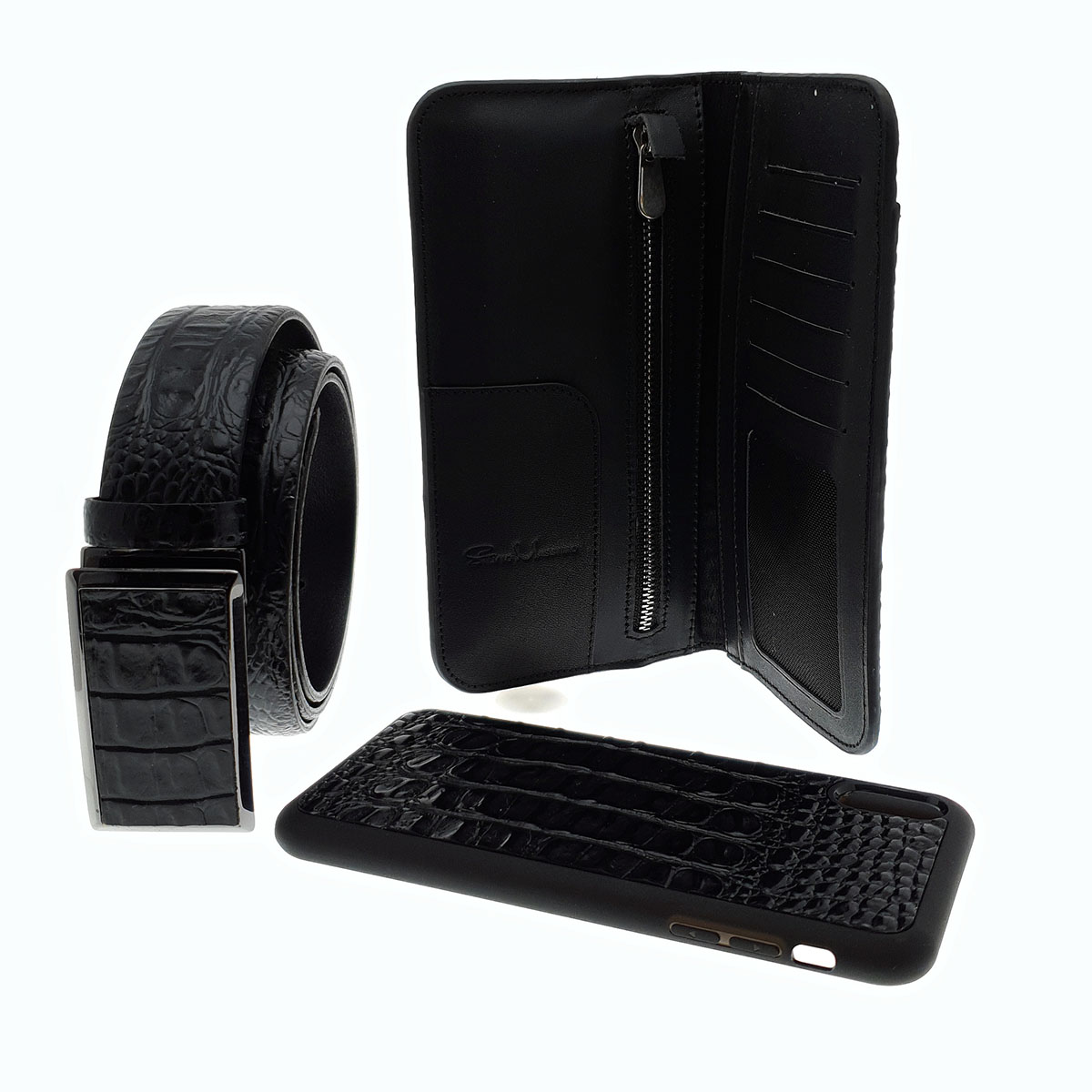 Set curea, portofel si husa telefon din piele naturala - CP60