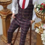Completo giacca e pantaloni, slim fit, blu navy / righe multicolori - CU96