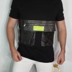 Camiseta de hombre de corte ajustado y manga larga, negra con bolsillos, estilo urbano  - TR79
