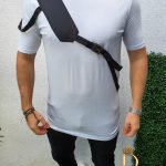 Camiseta de hombre de corte ajustado y manga larga, blanca con tirantes, estilo urbano, código: TR64