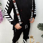 Hanorac de barbati, Slim Fit, Negru cu bretele - BZ195
