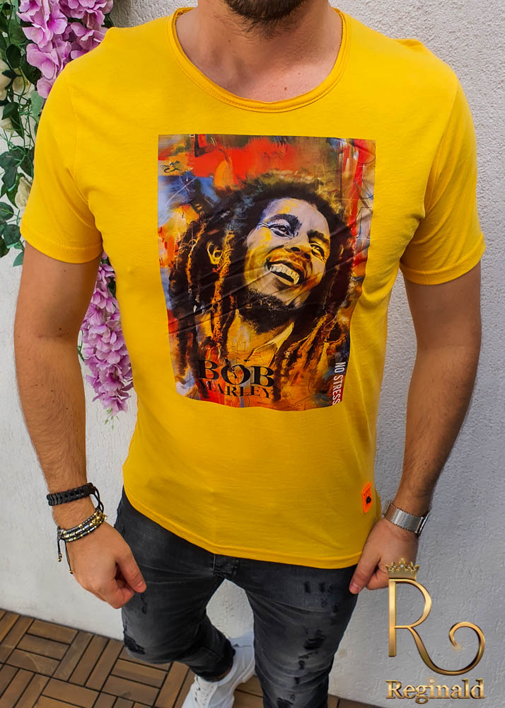 Tricou barbati galben Bob Marley slim-fit cod: TR35