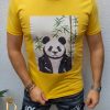 Tricou barbati slim fit galben Panda  - TR801