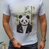 Tricou barbati slim fit alb Panda  - TR82