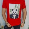 Tricou barbati slim fit rosu PANDA  - TR104