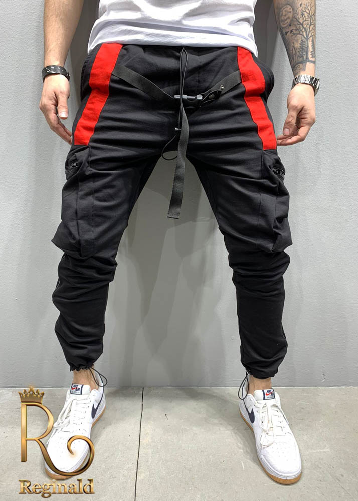 Pantaloni trening casual de barbati, negri cu tur lasat colectia 2020 - PNT145