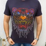 Tricou de barbati slim fit bleumarin cu strasuri Le Designers - TR116