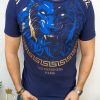 Tricou de barbati slim fit bleumarin cu strasuri Les Designers Paris  - TR110