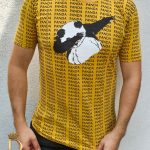Tricou barbati slim fit GALBEN PANDA  - TR135