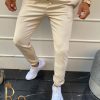 Pantaloni trening de barbati, cu snur, crem, conici - PNT187