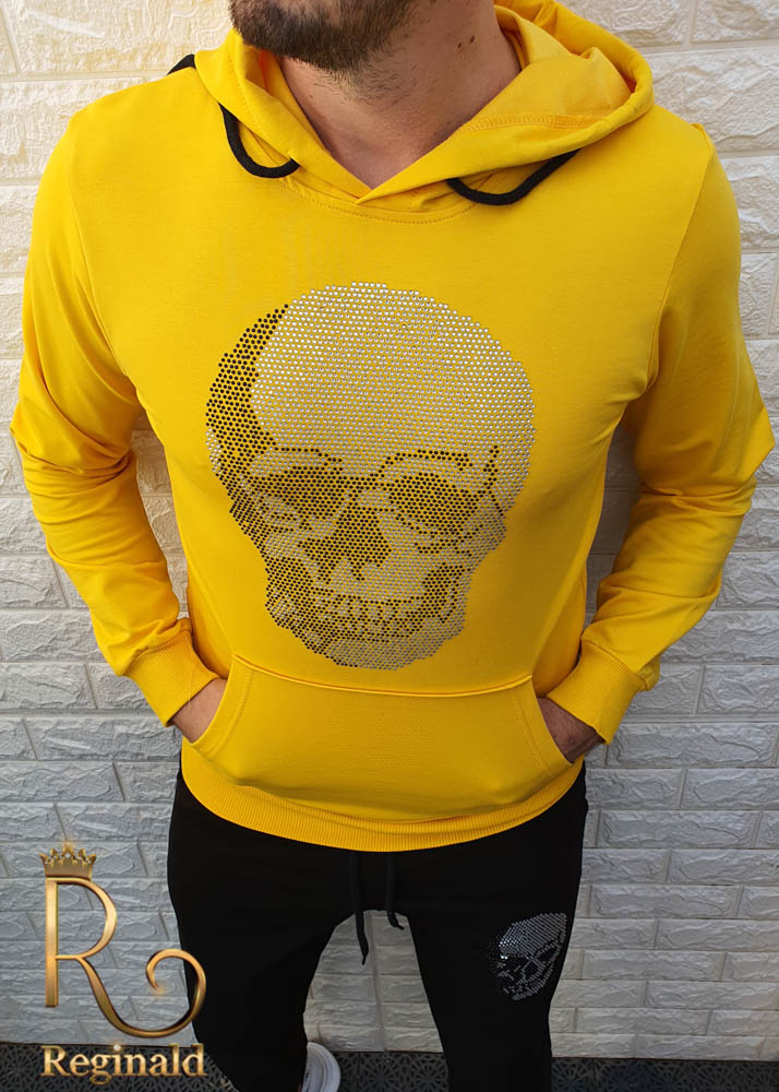 Trening Sport Wear slim fit, galben, pantalon negru, colectia 2020 - TG78