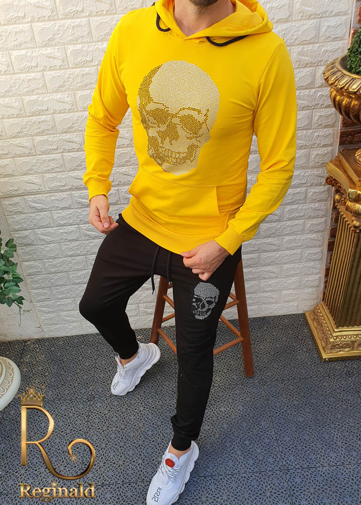 Trening Sport Wear slim fit, galben, pantalon negru, colectia 2020 - TG78 - imagine 3