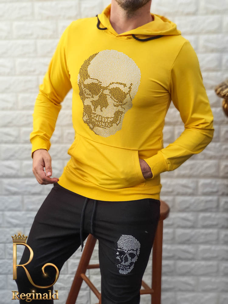 Trening Sport Wear slim fit, galben, pantalon negru, colectia 2020 - TG78 - imagine 4