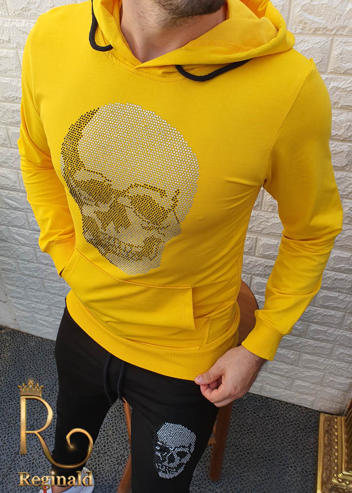 Trening Sport Wear slim fit, galben, pantalon negru, colectia 2020 - TG78 - imagine 2