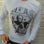 Bluza de barbati, slim fit cu strasuri si imprimeuri premium - BZ184