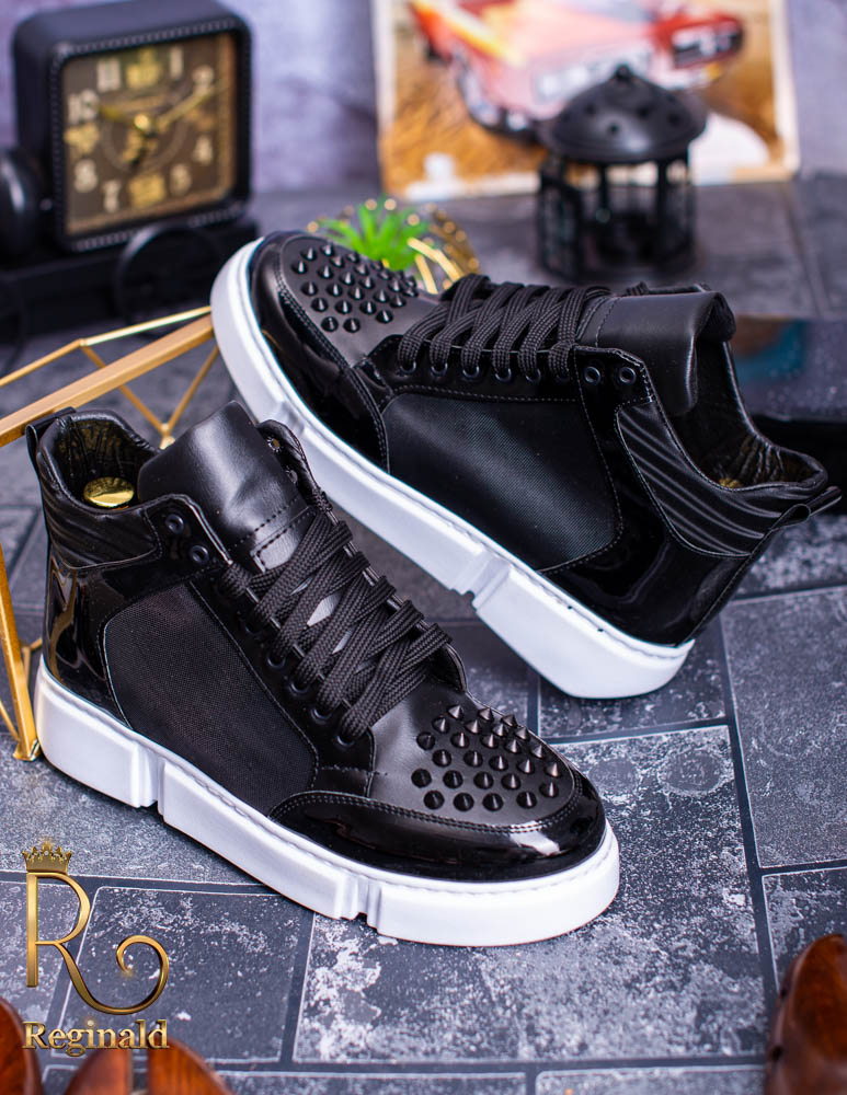 Tenisi inalti de barbati cu tinte, talpa inalta, alba, colectia 2021 – AD151