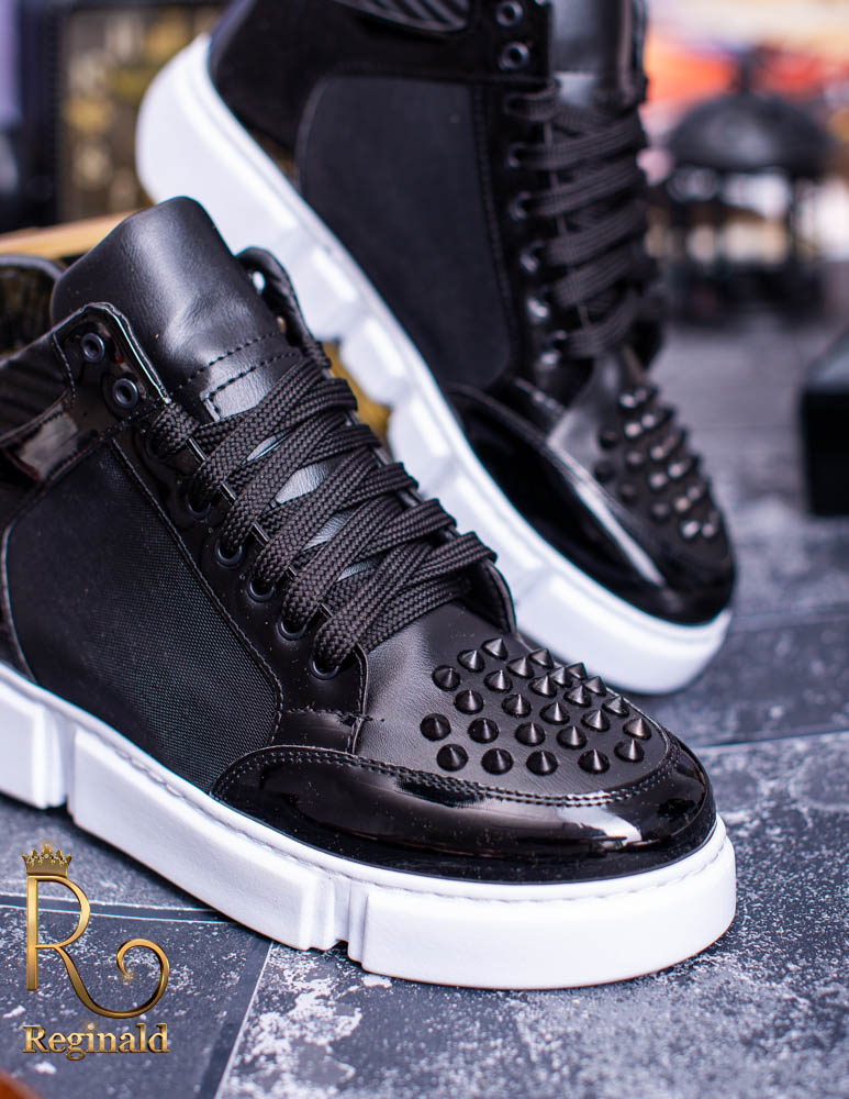 Tenisi inalti de barbati cu tinte, talpa inalta, alba, colectia 2021 – AD151 - imagine 4