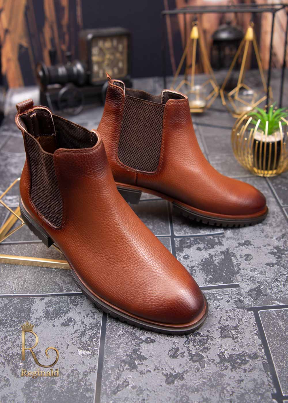 Ghete de barbati, maro, din piele 100% naturala intoarsa - GH95 - imagine 3