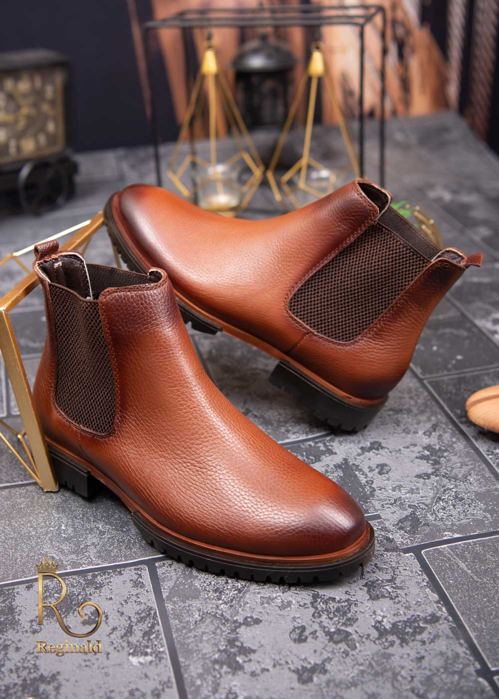 Ghete de barbati, maro, din piele 100% naturala intoarsa - GH95 - imagine 2