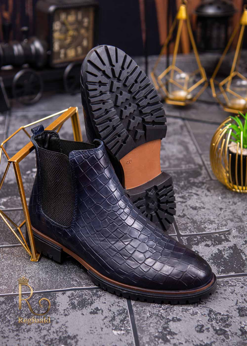 Ghete de barbati, bluemarin, din piele 100% naturala - GH86