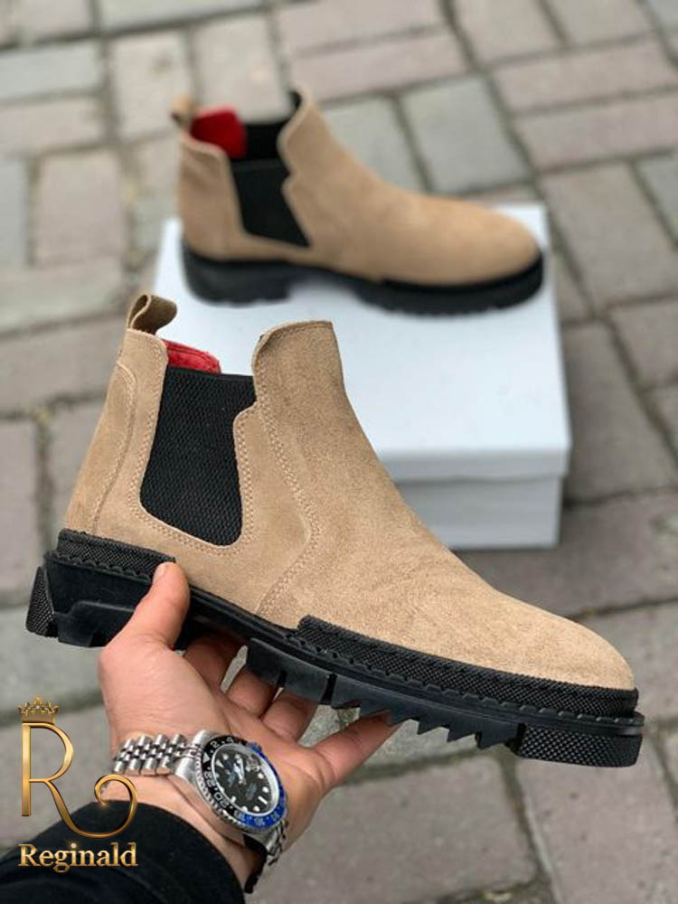 Ghete barbatesti bej din piele intoarsa 100% naturala - GH50