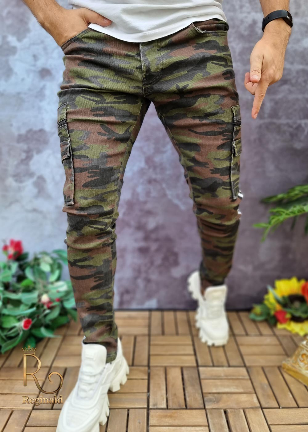 Blugi de bărbați, Skinny Fit, Buzunare laterale, camuflaj - BG732 - imagine 3