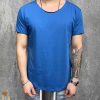 Tricou de barbati slim fit albastru cu guler rotung , larg - TR1003