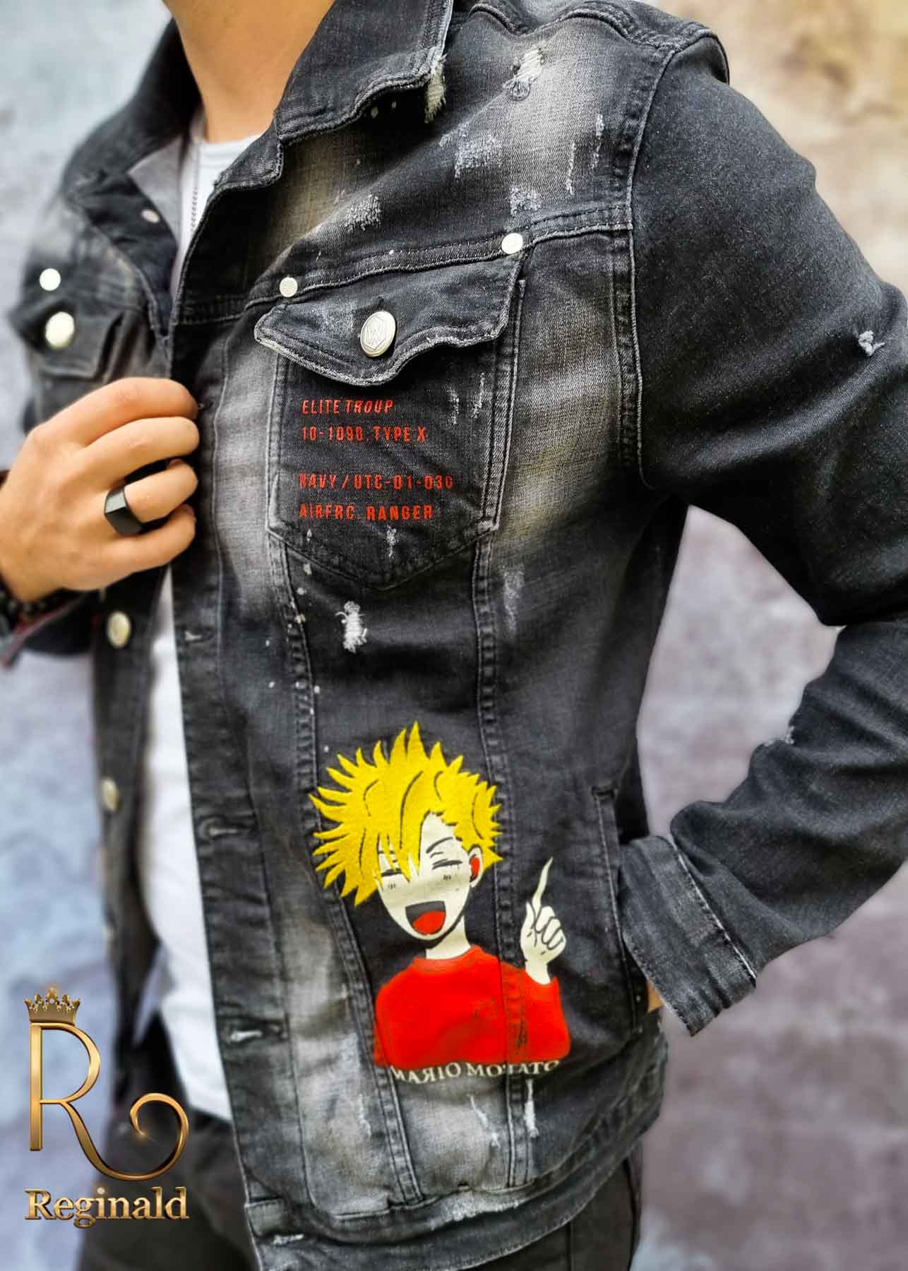 Jacheta +blugi de barbati, cu imprimeuri color - Reginald 2021 - GB115 - imagine 3