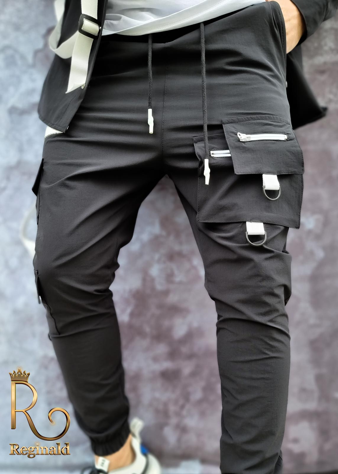 Camasa neagra+pantaloni de barbati, cu bretele, croiala slim - Reginald 2021 - GB107 - imagine 6