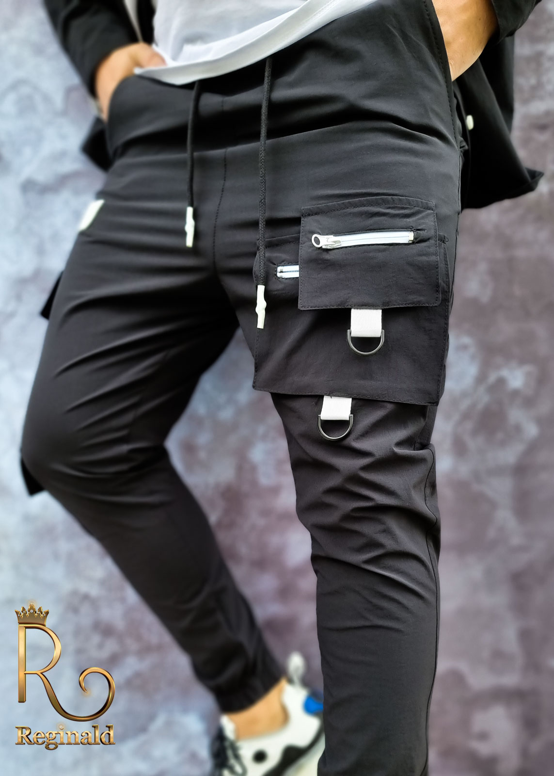 Camasa neagra+pantaloni de barbati, cu bretele, croiala slim - Reginald 2021 - GB107 - imagine 8