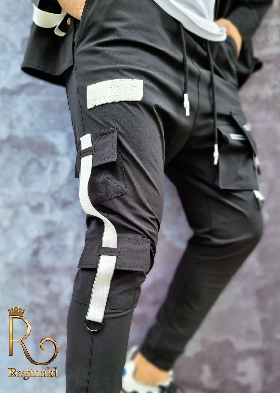 Camasa neagra+pantaloni de barbati, cu bretele, croiala slim - Reginald 2021 - GB107 - imagine 7