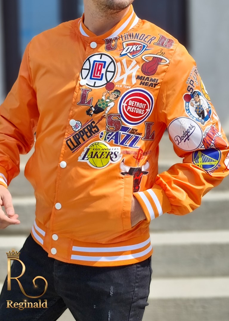 Jacheta din fas Basket Fans orange de barbati slim fit, colectia 2021 - GC522 - imagine 3