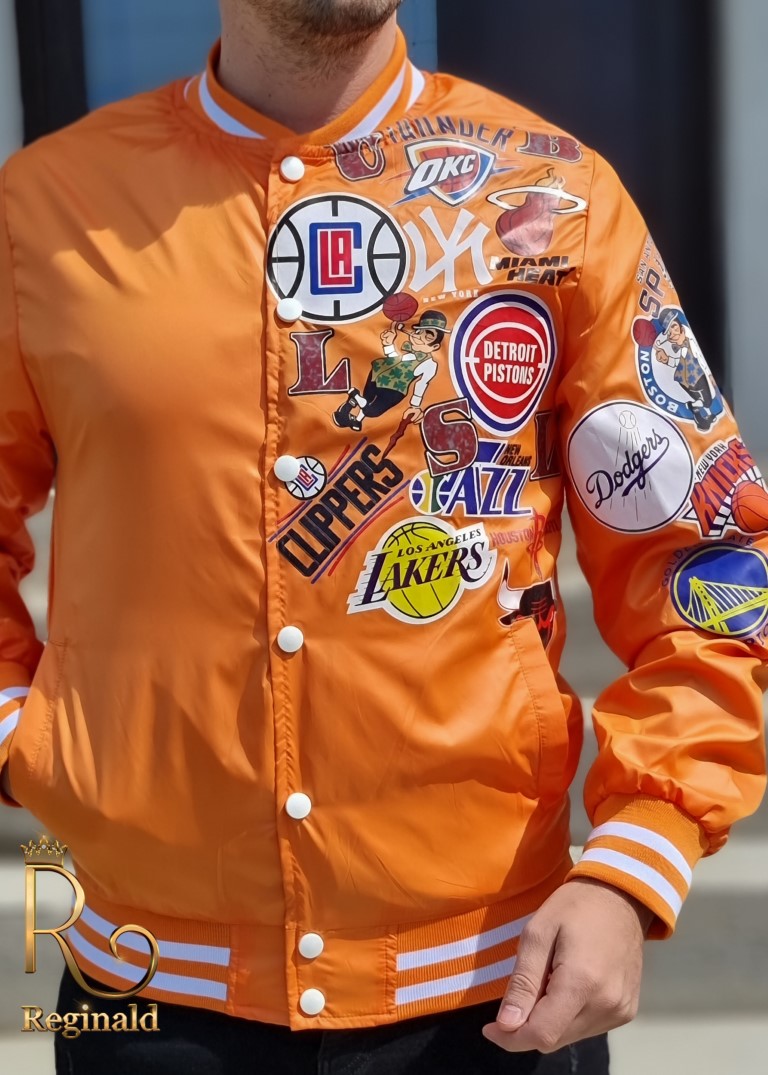 Jacheta din fas Basket Fans orange de barbati slim fit, colectia 2021 - GC522 - imagine 4