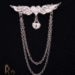 Metallic jacket chain, silver, with stones - LT158