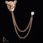Cadena metálica para chaqueta, dorada, con pedrería - LT164