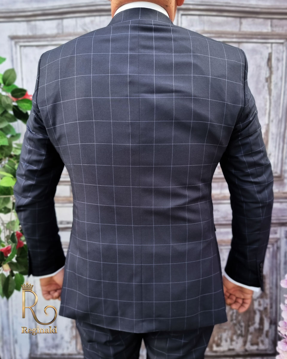 Costum barbatesc, Slim Fit, BATAL, in carouri, Sacou si Pantalon - C1928 - imagine 4