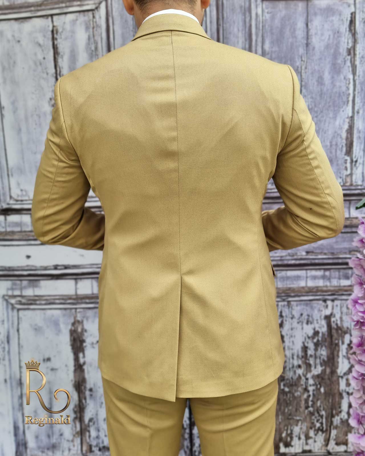 Costum de barbati, Sacou cappucino, Vesta si Pantalon slim-fit- C2023 - imagine 6