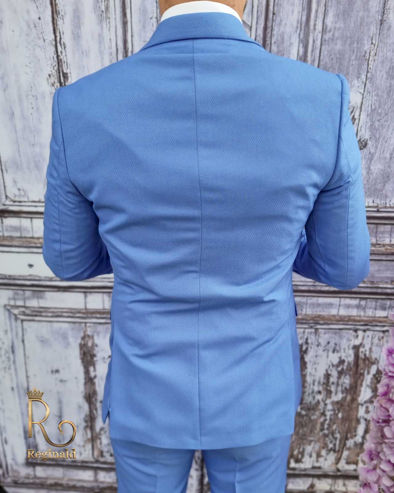 Costum de barbati, Sacou navy bleu, Vesta si Pantalon slim-fit-C2516 - imagine 6